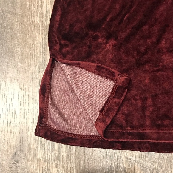Micheal Stars Maroon Slouched Velvet Tee Sz Small - Picture 4 of 7